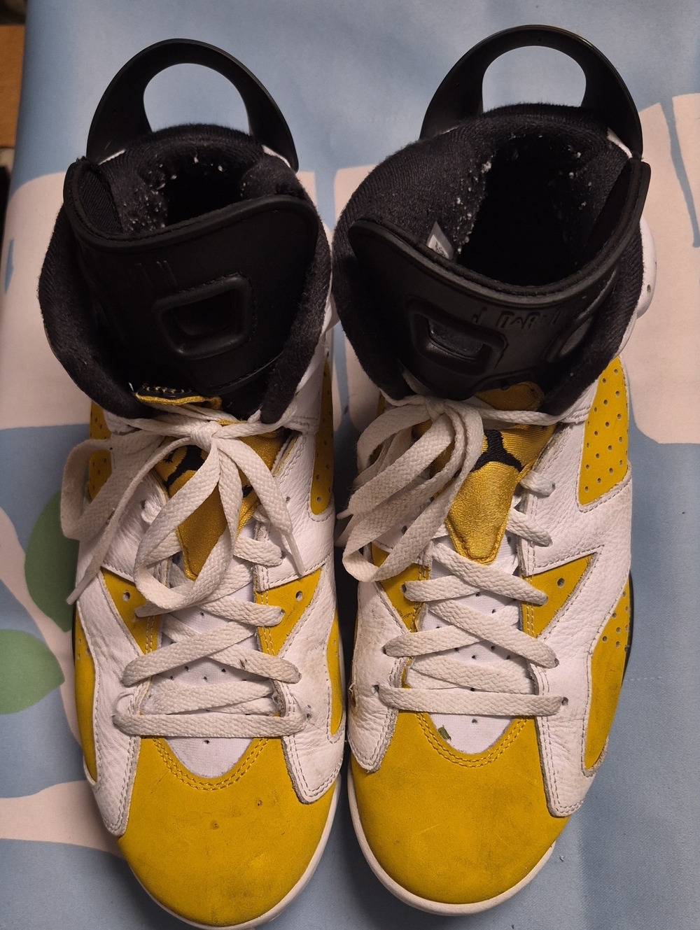 Nike Yellow and White High-Top Athletic Shoes